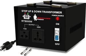 5000 Watt Voltage Converter Transformer - Heavy Duty Step Up/Down AC 110V/120V/220V/240V Power Converter - Circuit Breaker Protection  DC 5V USB Port - CE Certified [3-Year Warranty]