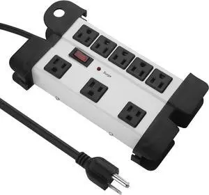 CCCEI Heavy Duty Power Strip Surge Protector, 8 Outlet, 1200 Joules, Metal, Grey, with 10 FT Extension Cord