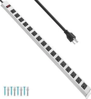 JUNNUJ Metal Long 16 Outlet Surge Protector Power Strip, White, 6 FT | Plug Extender with Heavy Duty Extension Cord, Wall Mount, Wide Spaced, with Switch, ETL Listed JUNNUJ Metal Long 16 Outlet Surge Protector Power Strip, White, 6 FT | Plug Extender with Heavy Duty Extension Cord, Wall Mount, Wide Spaced, with Switch, ETL Listed