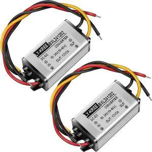 2 Pcs Dc 24v to 12v 2a 24w Step Converter Voltage Reducer Regulator Down Waterproof Dc 24v to 12v Buck Boost Converter for Golf Cart Club Car,Accept Dc15-40v Inputs(2 Pieces)
