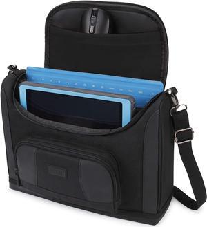 USA GEAR Compact Tablet Messenger Bag Compatible with Samsung Galaxy Tab S7 11 Lenovo Tab M10 10.3 Samsung Galaxy Tab S6 Lite 10.4 - Shoulder Strap Padded Adjustable Interior (Black)