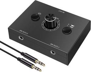 3.5mm Stereo Audio Switch Audio Switcher Passive Speaker Headphone Manual Selector Splitter Box Audio Sharing