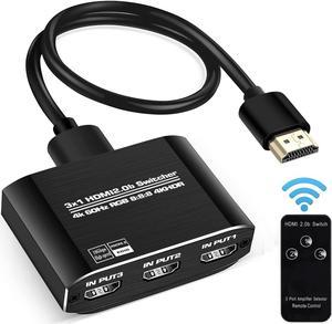 NEWCARE HDMI 2.0b Switch 3 in 1 Out with High Speed 3.9 FT HDMI Cable, 3x1 HDMI Selector Switch with Remote,Support UHD 4K@60Hz Ultra HD 3D 1080P, HDCP 2.2 HDR,18.5Gbps HDMI Switcher