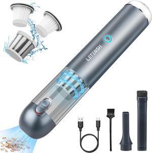 Mini Car Vacuum, Portable Handheld Vacuum Cordless Rechargeable Cleaner with LED Light Powerful Suction 1.1lbs Lightweight-Blue