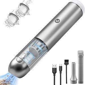 Mini Car Vacuum, Portable Handheld Vacuum Cordless Rechargeable Cleaner with LED Light Powerful Suction 1.1lbs Lightweight-Gray