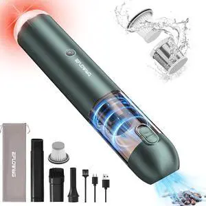 Car Vacuum Cleaner High Power Cordless Rechargeable 16000 Pa Powerful Suction, Mini Vacuum with Blower, Portable Vacuum Cleaner for Car with LED and SOS Light-Green