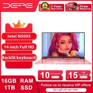 Dere Laptop V14S 14.1 inch ,16GB RAM 1TB SSD, Intel Celeron N5095 ,Business Office Learning Laptop Computer ,Windows 10 Notebook