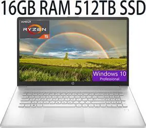 HP 17 Thin and Light Laptop, AMD Ryzen 5 5500U Processor 6-Core, AMD Radeon Graphics, 16GB DDR4  512GB PCIe SSD, 17.3" diagonal FHD (1920 x 1080) IPS, anti-glare Display, Bluetooth, Windows 10 Pro