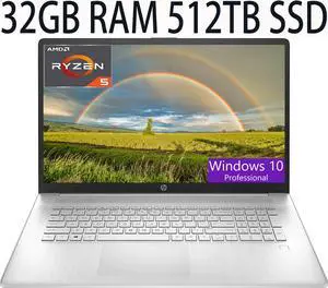 HP 17 Thin and Light Laptop, AMD Ryzen 5 5500U Processor 6-Core, AMD Radeon Graphics, 32GB DDR4  512GB PCIe SSD, 17.3" diagonal FHD (1920 x 1080) IPS, anti-glare Display, Bluetooth, Windows 10 Pro