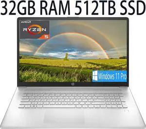 HP 17 Thin and Light Laptop, AMD Ryzen 5 5500U Processor 6-Core, AMD Radeon Graphics, 32GB DDR4  512GB PCIe SSD, 17.3" diagonal FHD (1920 x 1080) IPS, anti-glare Display, Bluetooth, Windows 11 Pro
