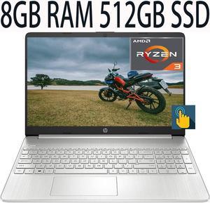 HP 15-inch Touchscreen Laptop, AMD Ryzen 3 3250U 2-Core, AMD Radeon Integrated Graphics, 8GB DDR4  512GB PCIe SSD, 15.6" HD (1366x768) 60Hz Touchscreen IPS Display, WiFi, Bluetooth, Windows 10