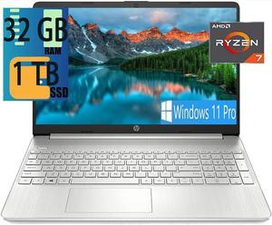 HP 15 Newest laptop, AMD Ryzen7 5700U 8-Cores Processor, AMD Radeon Graphics, 32GB DDR4  1TB PCIe SSD, 15.6'' diagonal, HD Display, WiFi, Bluetooth, HDMI, Webcam, Full-Size Keyboard, Windows 11 Pro