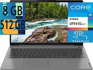 Lenovo IdeaPad 3 15 laptop, 11th Gen Intel Core i5-1135G7 4-Cores Processor, Intel UHD Graphics, 8GB DDR4  512GB PCIe SSD, 15.6 FHD Touchscreen, WiFi, Bluetooth, HDMI, Webcam, Grey, Windows 11