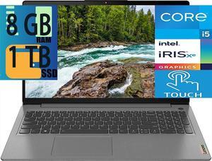 Lenovo IdeaPad 3 15 laptop, 11th Gen Intel Core i5-1135G7 4-Cores Processor, Intel UHD Graphics, 8GB DDR4  1TB PCIe SSD, 15.6 FHD Touchscreen, WiFi, Bluetooth, HDMI, Webcam, Grey, Windows 11