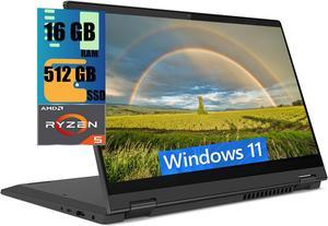 Lenovo Flex 5 14 2-in-1 Laptop, 14" Full HD (1920 x 1080) IPS Touchscreen, AMD Ryzen 5 4500U 6-core, AMD Radeon Graphics, 16GB  DDR4  512GB   PCIe SSD, Fingerprint Reader, Windows 11 Home