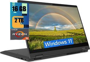 Lenovo Flex 5 14 2-in-1 Laptop, 14" Full HD (1920 x 1080) IPS Touchscreen, AMD Ryzen 5 4500U 6-core, AMD Radeon Graphics, 16GB  DDR4  2TB PCIe SSD, Fingerprint Reader, Windows 11 Home