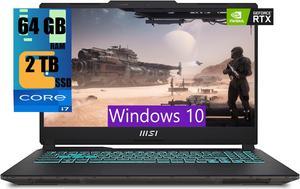 MSI Cyborg 15 Gaming Laptop, 15.6" FHD 144HZ, Intel Core i7-13620H 10 Cores Processor, NVIDIA GeForce RTX 4050 6GB GDDR6, 64GB DDR5  2TB PCIe SSD, Backlit KB, Wi-Fi 6, Windows 10