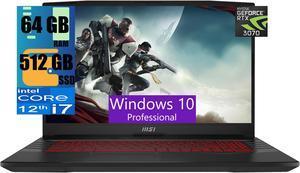 MSI Pulse GL66 15 Gaming Laptop 156 FHD 144 Hz Intel Core i712700H 14 Cores NVIDIA GeForce RTX 3070 8 GB GDDR6 64GB DDR4 512GB PCIe SSD RGB Gaming Keyboard Windows 10 Pro