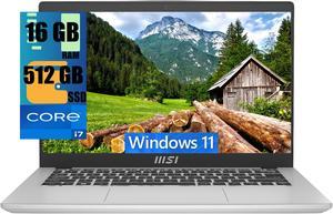 MSI Modern 14 Laptop, 14" Full HD (1920x1080) Display, Intel Core i7-1355U 10 Cores Processor, Intel Iris Xe Graphics, 16GB  DDR4  512GB   PCIe SSD, 180-Degree Lay-Flat, Type C, Windows 11 Home