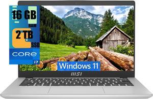 MSI Modern 14 Laptop, 14" Full HD (1920x1080) Display, Intel Core i7-1355U 10 Cores Processor, Intel Iris Xe Graphics, 16GB  DDR4  2TB PCIe SSD, 180-Degree Lay-Flat, Type C, Windows 11 Home