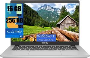 MSI Modern 14 Laptop, 14" Full HD (1920x1080) Display, Intel Core i7-1355U 10 Cores Processor, Intel Iris Xe Graphics, 16GB  DDR4  256GB  PCIe SSD, 180-Degree Lay-Flat, Type C, Windows 11 Pro