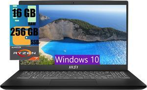 MSI Modern 15 Laptop, 15.6" Full HD (1920x1080) Display, AMD Ryzen 7 7730U 8 Cores Processor, AMD Radeon Graphics, 16GB  DDR4  256GB  PCIe SSD, 180-Degree Lay-Flat, Type C, Windows 10