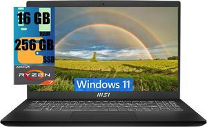 MSI Modern 15 Laptop, 15.6" Full HD (1920x1080) Display, AMD Ryzen 7 7730U 8 Cores Processor, AMD Radeon Graphics, 16GB  DDR4  256GB  PCIe SSD, 180-Degree Lay-Flat, Type C, Windows 11 Home