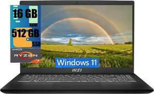 MSI Modern 15 Laptop, 15.6" Full HD (1920x1080) Display, AMD Ryzen 7 7730U 8 Cores Processor, AMD Radeon Graphics, 16GB  DDR4  512GB   PCIe SSD, 180-Degree Lay-Flat, Type C, Windows 11 Home