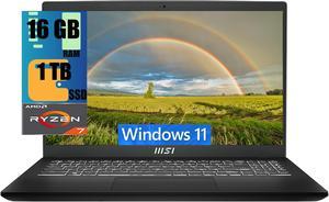 MSI Modern 15 Laptop, 15.6" Full HD (1920x1080) Display, AMD Ryzen 7 7730U 8 Cores Processor, AMD Radeon Graphics, 16GB  DDR4  1TB PCIe SSD, 180-Degree Lay-Flat, Type C, Windows 11 Home