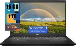 MSI Modern 15 Laptop, 15.6" Full HD (1920x1080) Display, AMD Ryzen 7 7730U 8 Cores Processor, AMD Radeon Graphics, 16GB  DDR4  1TB PCIe SSD, 180-Degree Lay-Flat, Type C, Windows 11 Pro