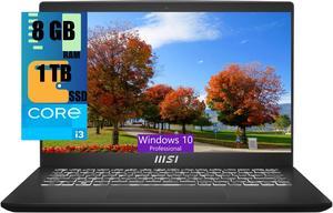 MSI Modern 14 Laptop, 14" Full HD (1920x1080) 60Hz Display, Intel Core i3-1215U 6 Cores processor, Intel Iris Xe Graphics, 8GB DDR4  1TB PCIe SSD,180-Degree Lay-Flat, Type C, Windows 10 Pro