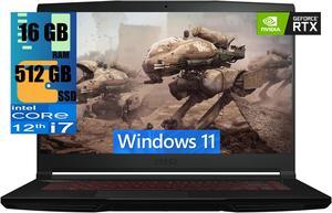 MSI Thin GF63 15 Gaming Laptop, 15.6" FHD 144Hz, Intel Core i7-12650H 10-Cores Processor, GeForce RTX 4050 6GB GDDR6 Graphics, 16GB DDR4  512GB PCIe SSD, Type-C, Cooler Boost 5, Windows 11