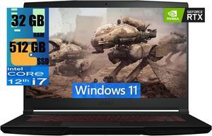 MSI Thin GF63 15 Gaming Laptop, 15.6" FHD 144Hz, Intel Core i7-12650H 10-Cores Processor, GeForce RTX 4050 6GB GDDR6 Graphics, 32GB DDR4  512GB PCIe SSD, Type-C, Cooler Boost 5, Windows 11