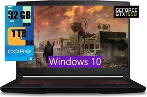 MSI GF63 Thin 15 Gaming Laptop, 15.6" FHD Display, 11th Generation Intel Hexa-Core i5-11400H 6 core Processor, NVIDIA GeForce GTX 1650 4GB, 32GB DDR4  1TB PCIe SSD, Backlit USB-C, Windows 10