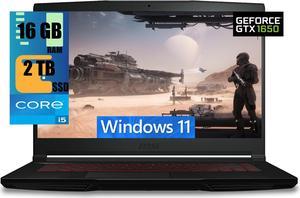 MSI GF63 Thin 15 Gaming Laptop, 15.6" FHD Display, 11th Generation Intel Hexa-Core i5-11400H 6 core Processor, NVIDIA GeForce GTX 1650 4GB, 16GB DDR4  2TB PCIe SSD, Backlit USB-C, Windows 11