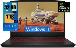 MSI Katana GF66 15 Gaming Laptop, 15.6" FHD 144Hz Display, Intel Core i7-11800H 8 Core Processor, NVIDIA GeForce RTX 3060 6GB GDDR6, 32GB DDR4  1TB PCIe SSD, Wi-Fi 6, Backlit Keyboard, Windows 11