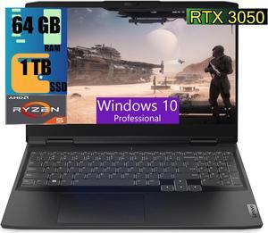 Lenovo IdeaPad Gaming 3 15 Laptop Computer, 15.6" Full HD 120Hz Display, AMD 6-core Ryzen 5 6600H Processor, GeForce RTX 3050 4GB Graphic, 64GB DDR5  1TB PCIe SSD, Backlit, Windows 10 Pro