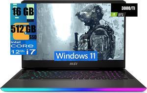 MSI Raider GE77HX 17 Gaming Laptop 173 Full HD 1920 x 1080 360Hz Intel Core i712800HX 16 Cores NVIDIA GeForce RTX 3080 Ti 16GB GDDR6 16GB DDR5 512GB PCIe SSD WiFi 6E Windows 11