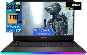 MSI Raider GE77HX 17 Gaming Laptop 173 Full HD 1920 x 1080 360Hz Intel Core i712800HX 16 Cores NVIDIA GeForce RTX 3080 Ti 16GB GDDR6 32GB DDR5 1TB PCIe SSD WiFi 6E Windows 11 Pro