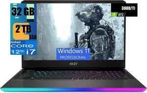 MSI Raider GE77HX 17 Gaming Laptop 173 Full HD 1920 x 1080 360Hz Intel Core i712800HX 16 Cores NVIDIA GeForce RTX 3080 Ti 16GB GDDR6 32GB DDR5 2TB PCIe SSD WiFi 6E Windows 11 Pro