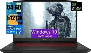 MSI Pulse GL76 17 Gaming Laptop, 17.3" Full HD (1920x1080) 144Hz Display, Intel Core i7-12700H 14-Cores, NVIDIA GeForce RTX 3060 6GB, 64GB DDR4  512GB PCIe SSD, RGB Backlit KYB, Windows 10 Pro