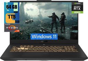 ASUS TUF Gaming A17 Gaming Laptop, 17.3" FHD 144Hz Display, AMD Ryzen 7 7735HS 8 Cores processor, NVIDIA GeForce RTX 4060 8GB GDDR6, 64GB DDR5  1TB PCIe SSD, Wi-Fi 6 Bluetooth 5.2, Windows 11