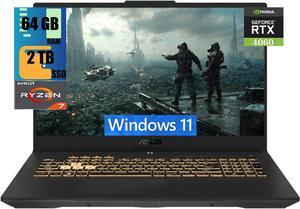 ASUS TUF Gaming A17 Gaming Laptop, 17.3" FHD 144Hz Display, AMD Ryzen 7 7735HS 8 Cores processor, NVIDIA GeForce RTX 4060 8GB GDDR6, 64GB DDR5  2TB PCIe SSD, Wi-Fi 6 Bluetooth 5.2, Windows 11