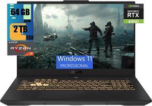 ASUS TUF Gaming A17 Gaming Laptop, 17.3" FHD 144Hz Display, AMD Ryzen 7 7735HS 8 Cores processor, NVIDIA GeForce RTX 4060 8GB GDDR6, 64GB DDR5  2TB PCIe SSD, Wi-Fi 6 Bluetooth 5.2, Windows 11 Pro