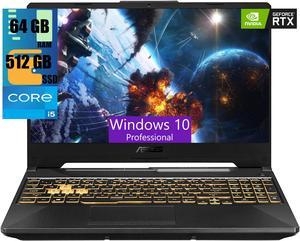 ASUS TUF Gaming F15 Gaming Laptop, 15.6" Full HD (1920 x 1080) 144Hz, Intel Core i5-11400H 6 cores, NVIDIA GeForce RTX 2050 4GB, 64GB DDR4  512GB PCIe SSD, Thunderbolt 4, Windows 10 Pro