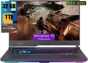 ASUS ROG Strix G15 Gaming Laptop, 15.6" FHD 144Hz Display, AMD Ryzen 7 6800H 8 cores processor, NVIDIA GeForce RTX 3050 4GB GDDR6, 32GB DDR5  1TB PCIe SSD, Wi-Fi 6E, Windows 10 Pro