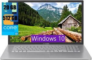 ASUS Vivobook 17 Laptop, 17.3" FHD (1920x1080) Display, Intel Core i3-1220P 10 Core Processor, Intel UHD Graphics, 20GB DDR4  512GB PCIe SSD, Fingerprint Reader, Windows 10