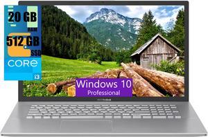 ASUS Vivobook 17 Laptop 173 FHD 1920x1080 Display Intel Core i31220P 10 Core Processor Intel UHD Graphics 20GB DDR4 512GB PCIe SSD Fingerprint Reader Windows 10 Pro