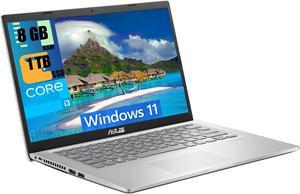 ASUS Vivobook 14 Laptop, 14" HD Display, 11th Gen Intel Core i3-1115G4 2 cores Processor, Intel UHD Graphics, 8GB DDR4  1TB PCIe SSD, WiFi 5 - Wireless-AC + Bluetooth, Windows 11