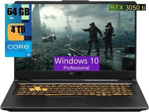 ASUS TUF 17 Gaming Laptop, 17.3" Full HD 144Hz Display, Intel Core i5-11260H 6 Cores Processor, NVIDIA GeForce RTX 3050 Ti 4GB GDDR6, 64GB DDR4  4TB PCIe SSD, WiFi 6, Windows 10 Pro